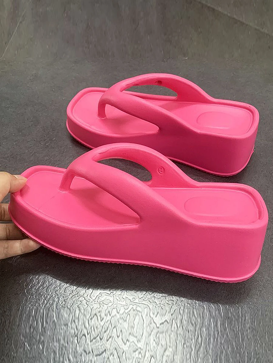 2023 Mới về Dép thời trang đế dày đơn giản để mặc ngoài trời - Màu Hồng Tươi - Xem 1