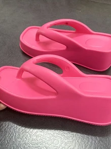 2023 Mới về Dép thời trang đế dày đơn giản để mặc ngoài trời - Màu Hồng Tươi - Xem 2