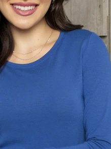 Women Knit Tops - 藍色 - 查看 4