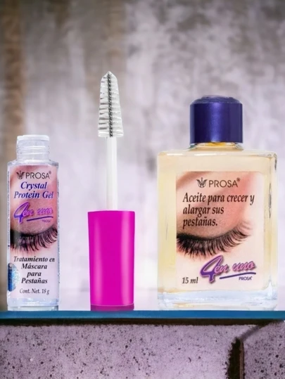  Set  Aceite Prosa 4 En 1 y Rimel Transparente, cuidado cejas y pestañas