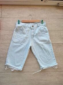 Men Denim Shorts - 淺色水洗藍 - 查看 1