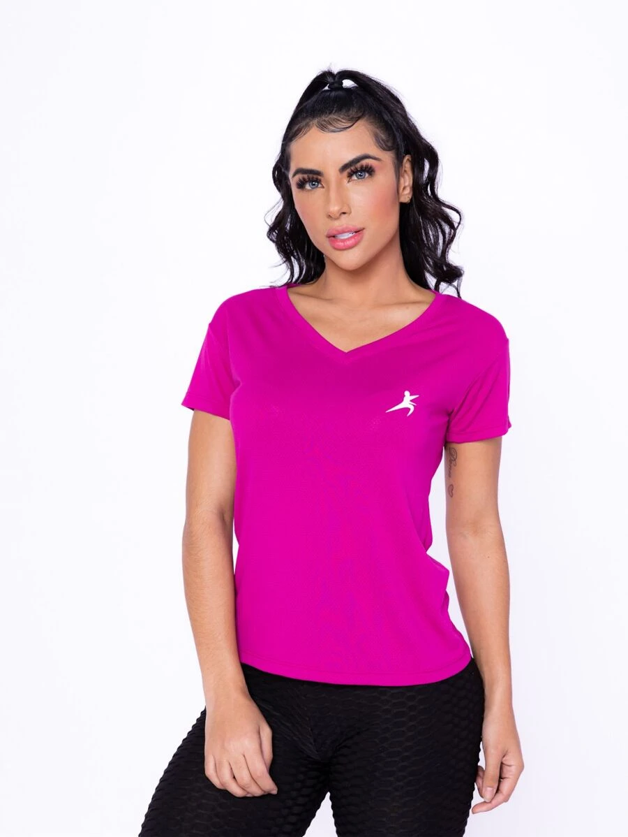 Women Sports Tees & Tanks - 玫瑰紅 - 查看 1