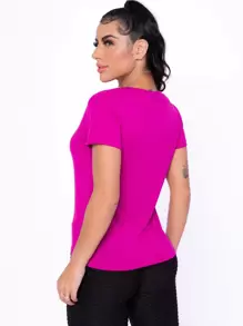 Women Sports Tees & Tanks - 玫瑰紅 - 查看 2