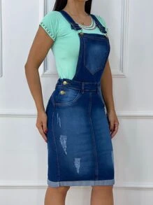 Women Denim Overalls & Jumpsuits - 中等水洗藍 - 查看 2