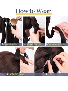Phần mở rộng tóc tổng hợp đuôi ngựa thẳng cực dài - Màu Đỏ Sâu - Xem 7