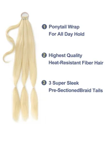 Phần mở rộng tóc tổng hợp đuôi ngựa thẳng cực dài - Màu be - Xem 6