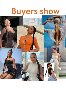 Phần mở rộng tóc tổng hợp đuôi ngựa thẳng cực dài - Màu be - Xem 4