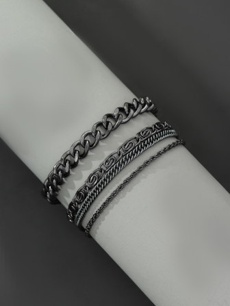 4入組不分男女的不鏽鋼極簡手鍊,度假風格沙灘手飾