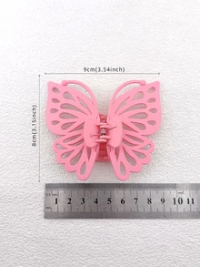 1个装 9厘米 粉色单层镂空翅膀天线塑料发夹 时尚发饰 优雅爪夹 休闲发夹 - 粉色 - 查看 4