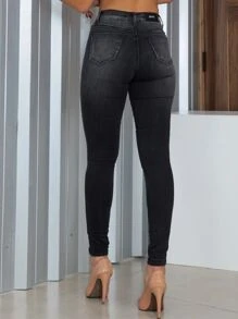 Women Jeans - 深灰色 - 查看 2