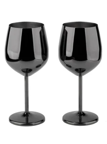 1个500毫升不锈钢葡萄酒杯 - 可爱、不易碎的葡萄酒杯，适合旅行、露营和泳池 - 时尚独特的便携式金属葡萄酒杯，适合户外活动和野餐 - 黑色 - 查看 1