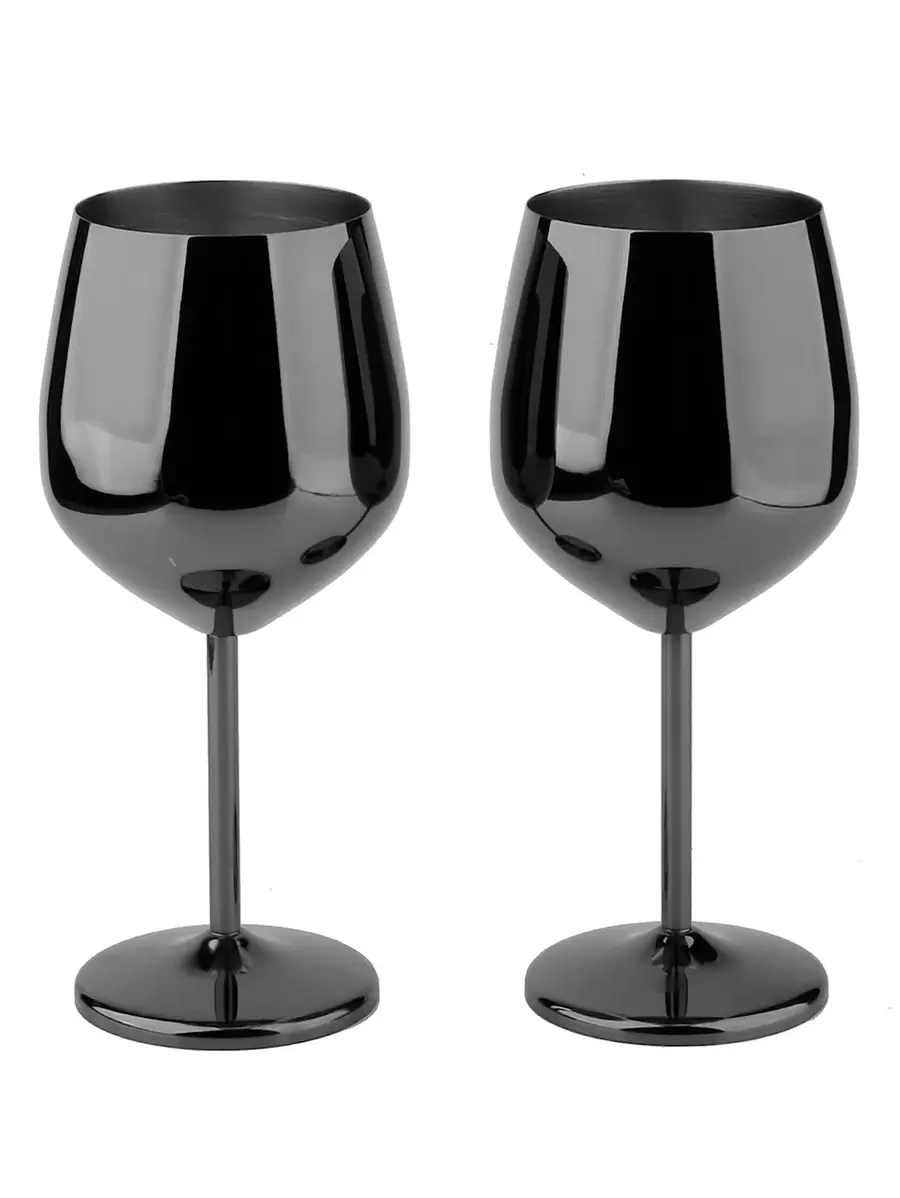 1个500毫升不锈钢葡萄酒杯 - 可爱、不易碎的葡萄酒杯，适合旅行、露营和泳池 - 时尚独特的便携式金属葡萄酒杯，适合户外活动和野餐 - 黑色 - 查看 1