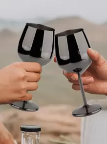 1个500毫升不锈钢葡萄酒杯 - 可爱、不易碎的葡萄酒杯，适合旅行、露营和泳池 - 时尚独特的便携式金属葡萄酒杯，适合户外活动和野餐 - 黑色 - 查看 3