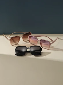 优雅 3 对女士方形框架眼镜 女士海滩配饰 眼镜遮光镜 - 彩色 - 查看 3