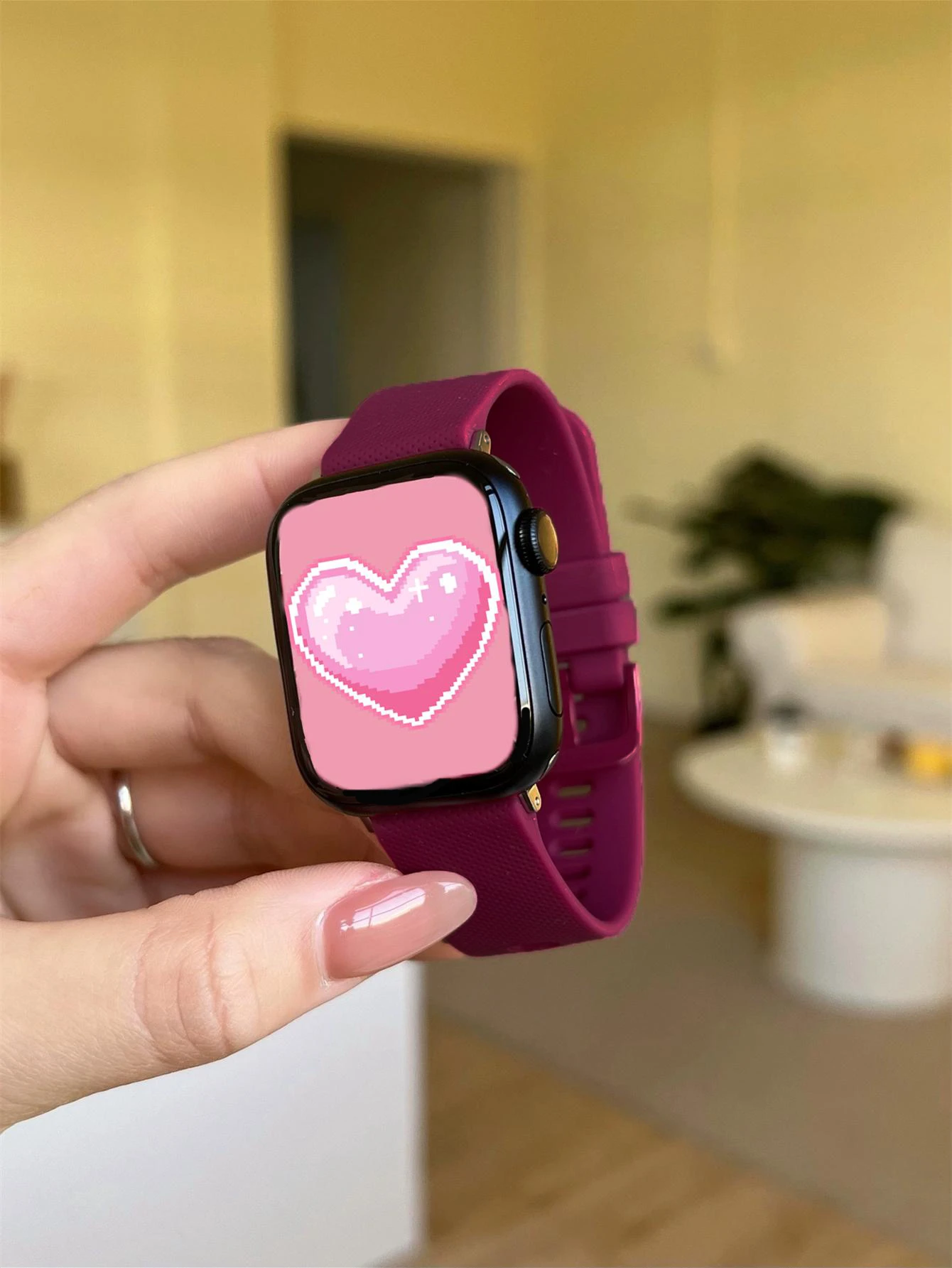 Dây đeo đồng hồ silicon rắn tương thích với Apple Watch - Hồng - Xem 1
