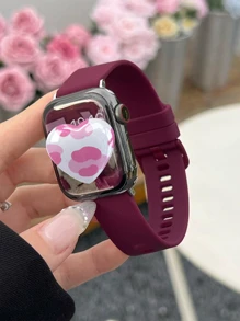Dây đeo đồng hồ silicon rắn tương thích với Apple Watch - Hồng - Xem 4