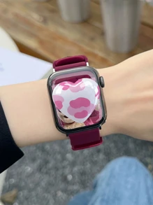 Dây đeo đồng hồ silicon rắn tương thích với Apple Watch - Hồng - Xem 2