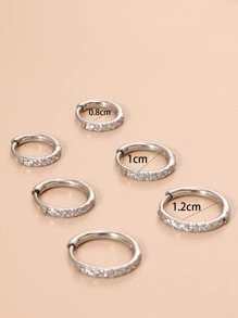 DAILI 1-6對女款金色耳環 316L不鏽鋼立方鋯石耳環，小耳骨耳環 耳骨穿刺耳環迷你耳環 中性款 6mm 8mm 10mm 12mm 14mm 16mm - 銀色 - 查看 9