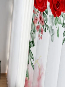 1pc Rose Pattern Rod Pocket Sheer Curtain With Light Luxury Style For Living Room, Bedroom, Balcony - Multicolor - View 2