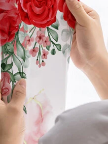 1pc Rose Pattern Rod Pocket Sheer Curtain With Light Luxury Style For Living Room, Bedroom, Balcony - Multicolor - View 3