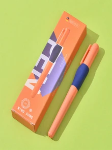 簡單便攜素色學生鋼筆帶黑色墨盒，附贈藍色墨盒 - 黃色 - 查看 3