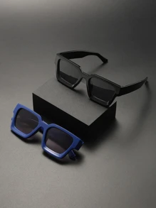 2pairs Men Square Frame Fashion Glasses Casual - Multicolor - View 1