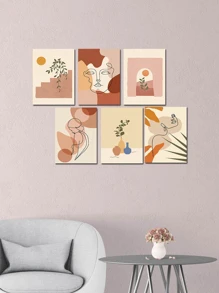 6入組現代抽象無框畫,客廳沙發背景裝飾畫,臥室辦公室懸掛畫30x40cm,無框牆藝品家居裝飾 - 彩色 - 查看 1
