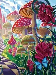 蘑菇圖案掛毯 - 彩色 - 查看 3