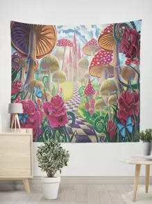 蘑菇圖案掛毯 - 彩色 - 查看 1