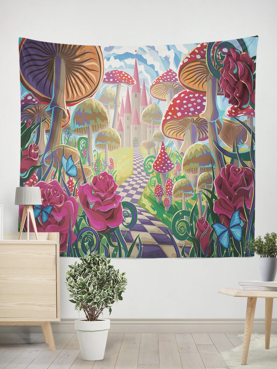 蘑菇圖案掛毯 - 彩色 - 查看 1