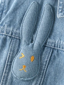 Annil Tween 女童服装牛仔夹克外套春秋款清新柔美趣味卡通兔子上衣 - 淺藍色 - 查看 7