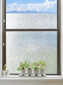 1卷磨砂窗戶隱私膜：水晶玻璃膜，無膠靜電膜，防紫外線窗戶貼膜，家庭辦公室單向視覺阻擋 - 白色 - 查看 5