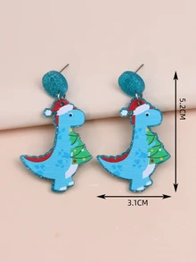 1 Đôi Nón Giáng Sinh Thời Trang & Bông Tai Hình Khủng Long Thích Hợp Cho Nữ Trang Trí Giáng Sinh - Nhiều màu - Xem 2