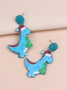 1 Đôi Nón Giáng Sinh Thời Trang & Bông Tai Hình Khủng Long Thích Hợp Cho Nữ Trang Trí Giáng Sinh - Nhiều màu - Xem 1