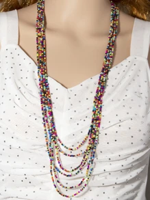 波西米亚风格多层彩色串珠项链，适合情人节、音乐节、暑假礼物、妈妈、母亲、母亲节、礼物