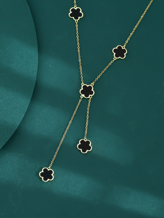 1 件情人节时尚奢华个性化简约花形铜锁骨吊坠项链，适合女性的婚礼毕业和约会礼物