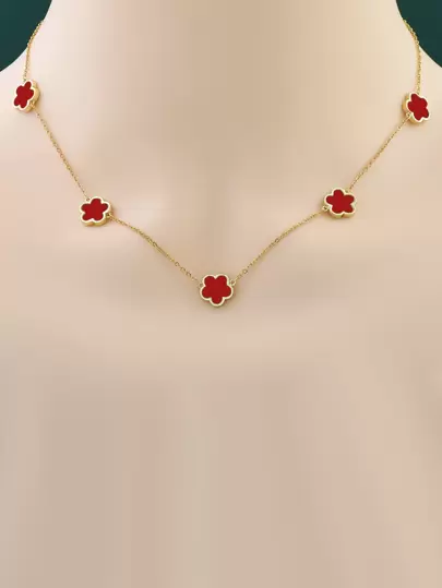 1pc Fashionable Pentagram Flower Pendant Necklace Suitable For Women's Gift Valentines,Mom,Mother,Mother's Day,Gift