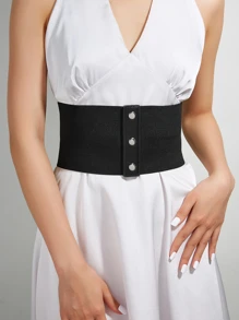Elegant Snap Button Decor Corset Belt Halloween Summer, School Fall, Autumn, Halloween - Black - View 1