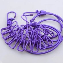 1pc Multifunction Plastic Wind Proof Clothes Drying Rope - Purple - View 2