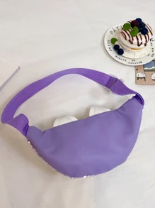 Túi đeo thắt lưng họa tiết thêu hình con mèo nhỏ dễ thương cho bé gái cho những chuyến đi chơi thông thường - Màu tím - Xem 6