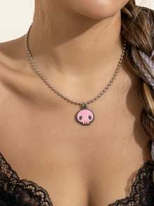 Vòng cổ mặt dây chuyền đầu lâu - Bạc - Xem 1