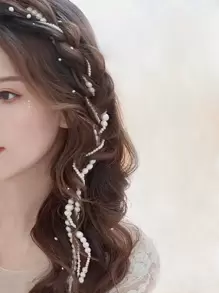 Kẹp tóc đính ngọc trai dùng hàng ngày cho bé gái, kiểu tóc thanh lịch thường ngày, kẹp tóc càng cua, kẹp tóc cài đầu, đồ dùng học tập, phụ kiện tóc ngọc trai, phụ kiện đội đầu, ghim cài tóc - trắng - Xem 1