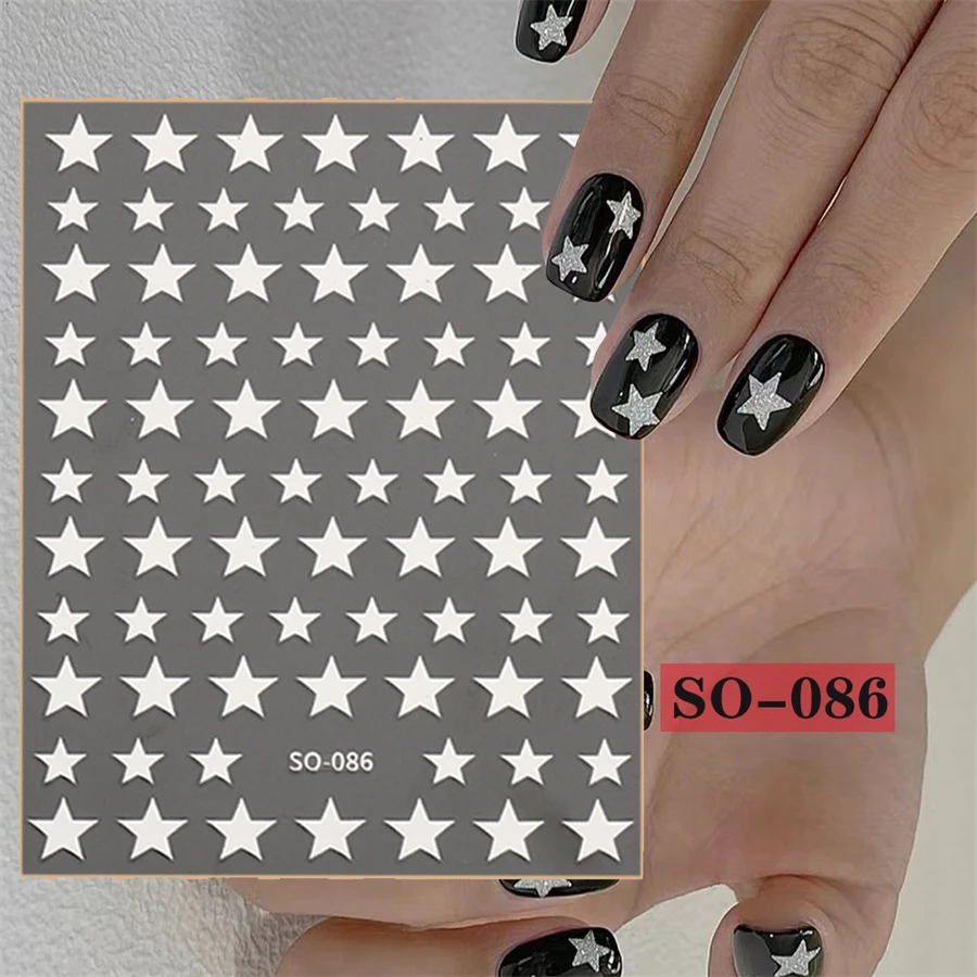 1sheet Nail Art Sticker With 3d Heart And Star Design And Back Glue Nail Stickers DIY - White - View 1