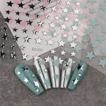 1sheet Nail Art Sticker With 3d Heart And Star Design And Back Glue Nail Stickers DIY - White - View 2