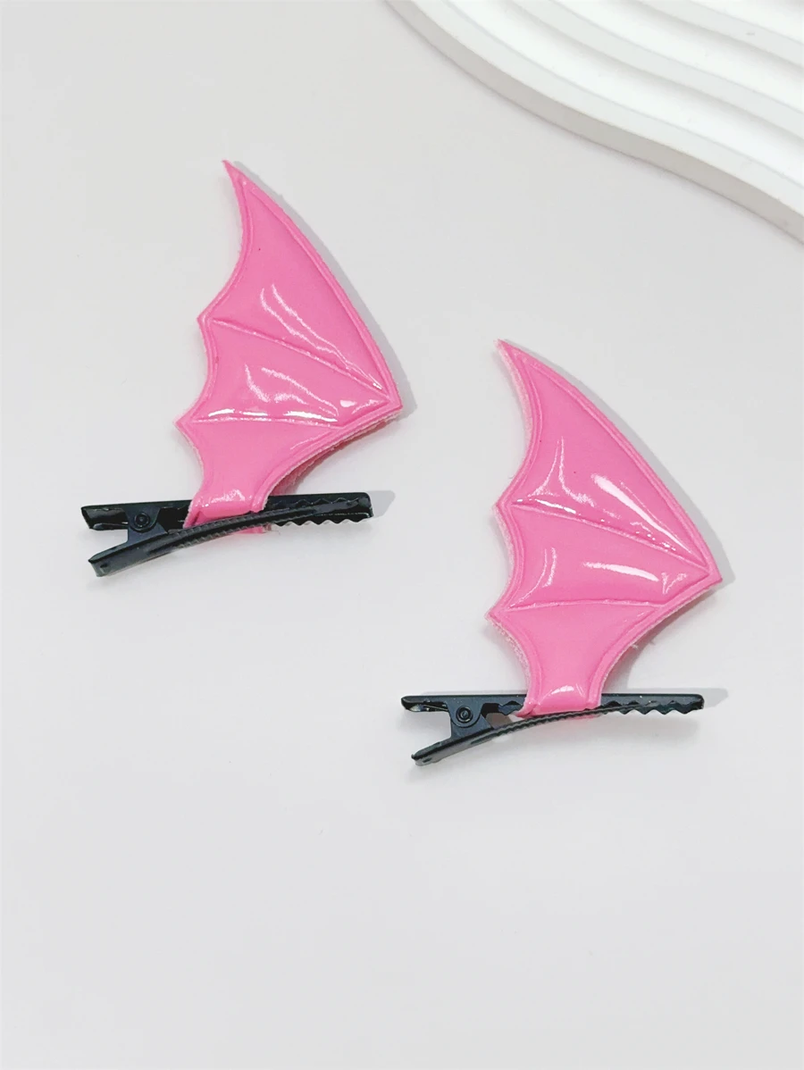 2pcs Pink Bat Wing Hair Clips, Party & Festival Hair Accessories For ...