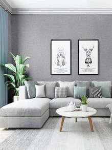 1卷灰色即剝即貼壁紙草布接觸紙仿亞麻紋理壁紙灰色自粘牆紙適用於臥室櫥櫃抽屜襯裡裝飾可移除接觸紙 - 灰色 - 查看 2