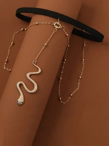 European And American Style Fashionable Multi-layer Chain Body Chain Creative Elastic Snake Long Leg Chain For Women - Gold - View 2