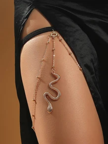 European And American Style Fashionable Multi-layer Chain Body Chain Creative Elastic Snake Long Leg Chain For Women - Gold - View 1