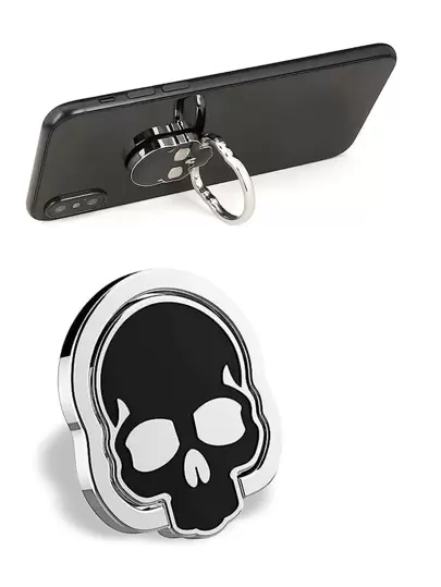 Soporte de anillo de teléfono rotatorio con diseño de calavera de Halloween compatible con iPhone y teléfonos Android, regalo para cumpleaños, familia y amigos, soporte de anillo para dedos, agarre de teléfono, accesorios de teléfono