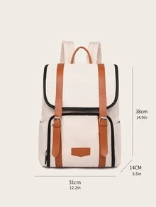 Rucsac flip top bej de mare capacitate.